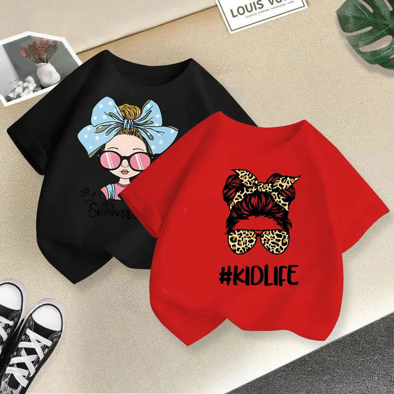 Maria Summer T-Shirt New Children's-Sleeved Round Neck Tops Baby