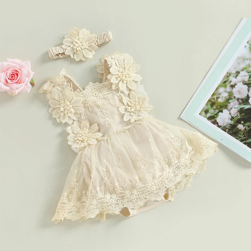 Camila Summer Baby Girls Sleeveless Floral Casual Clothes