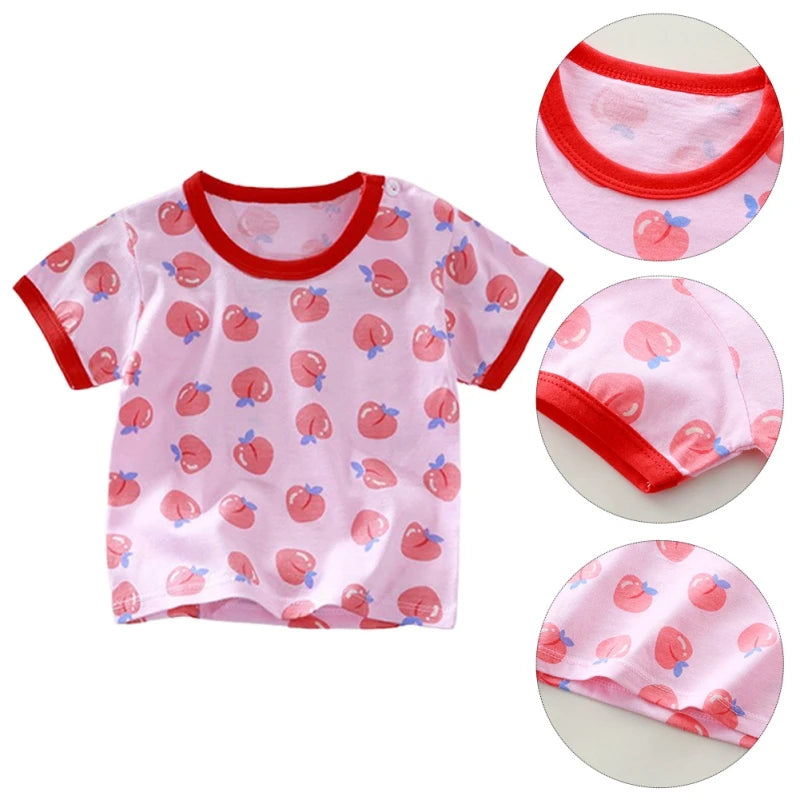 Adara Kids Clothes Summer Cartoon Tops Sleeve Clothes 