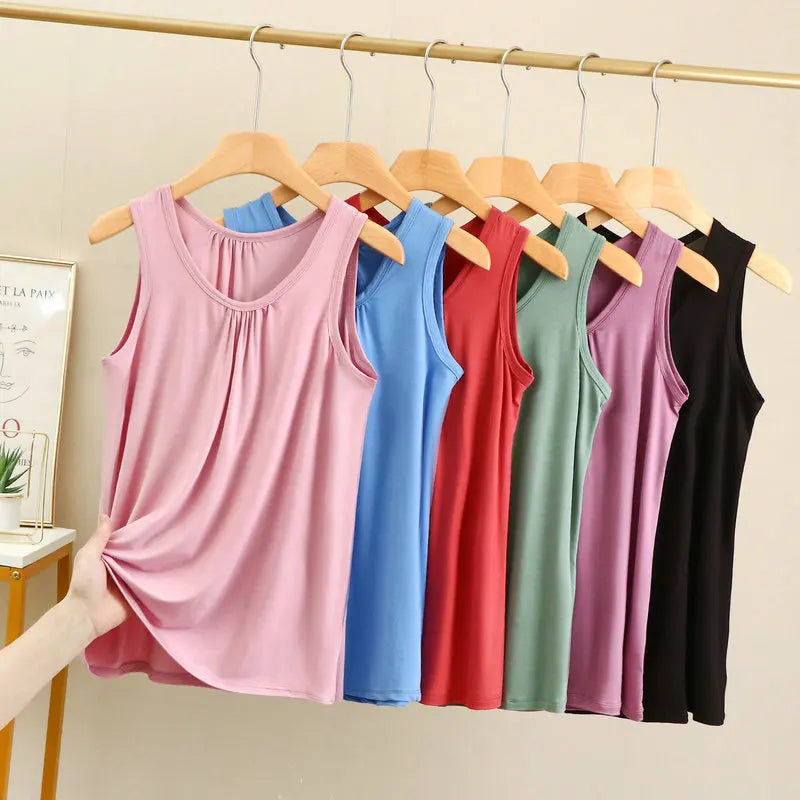 Sophia Tops Loose Folds Summer women Modal sleeveless