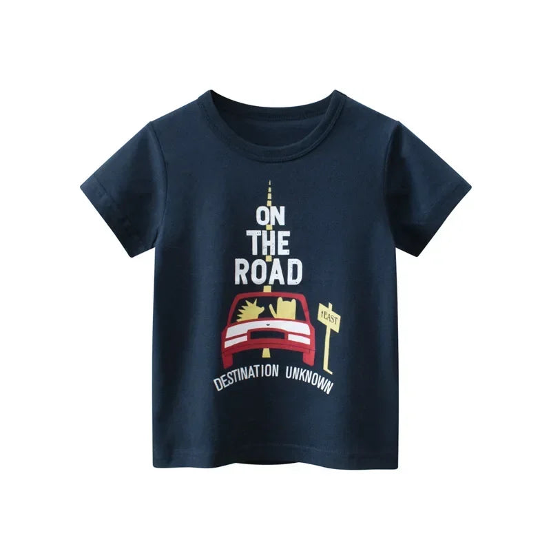 Melvin Cartoon Car Boys O-Neck Cotton Tees
