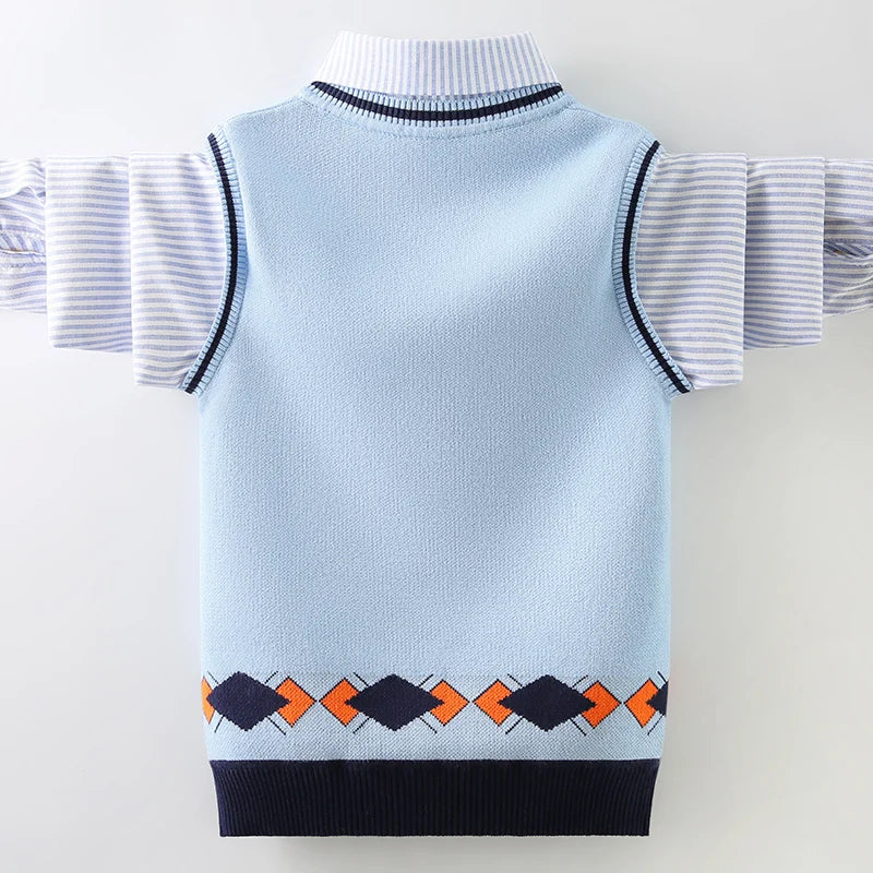Andres Uniform Turn Collar Vest Sweater