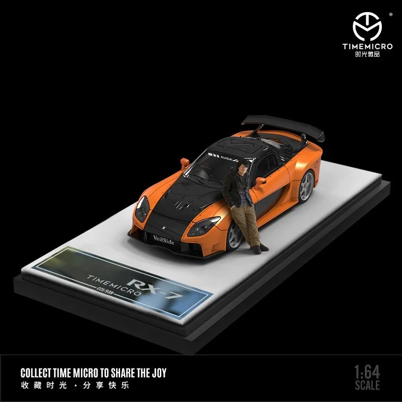 TimeMicro 1:64 RX-7 Veilside wide-body version orange/green/blue alloy car model
