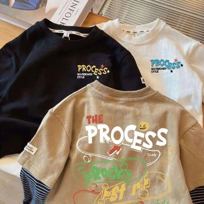 Yael Long Sleeve Children Cartoon Print Tees