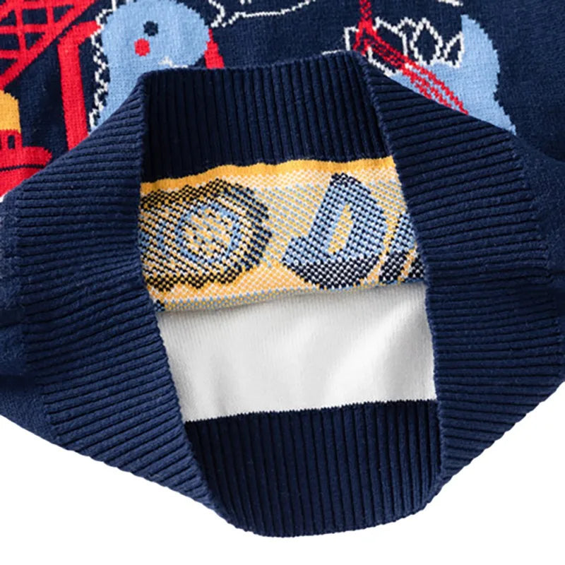 Valentino Thickened Dinosaur Car Print Pullover Sweater