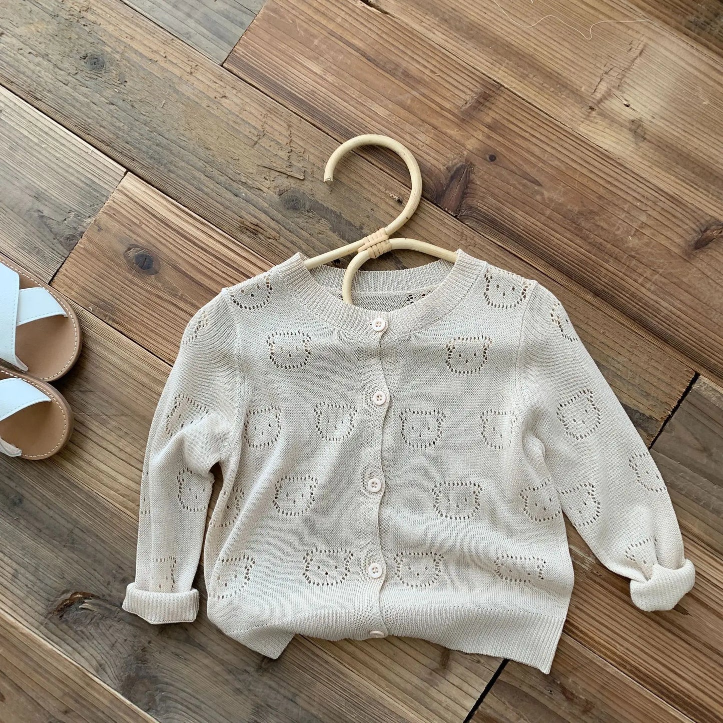Ottis Knitted Hollow-Out Bear Sweater