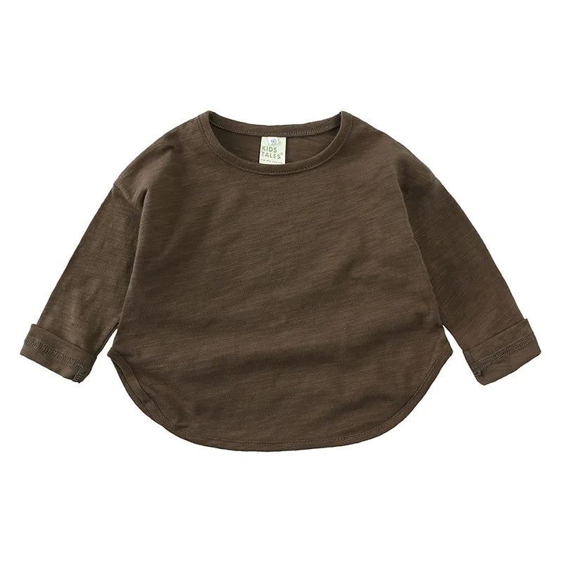 Alfredo Boy O-neck Solid Casual Long Sleeves Tees
