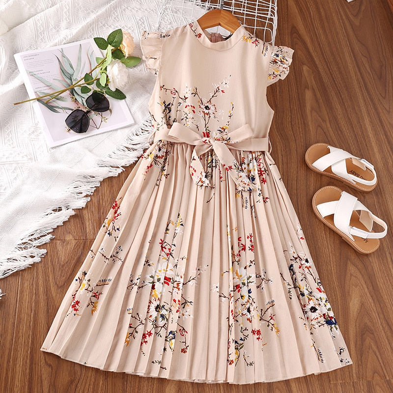 Petra Floral Summer Sleeveless Casual Dress Belt Clothing