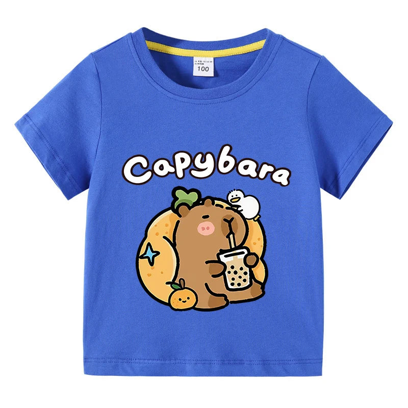 Carlos Cute Capibara Round Neck Tees