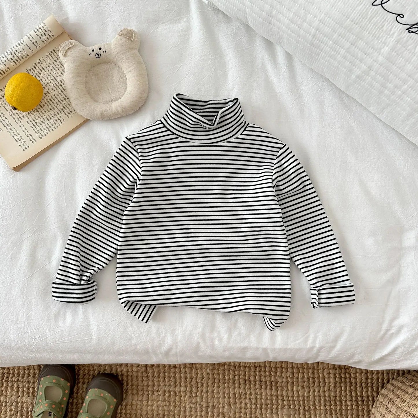 Renata Classical Striped Turtleneck Tops