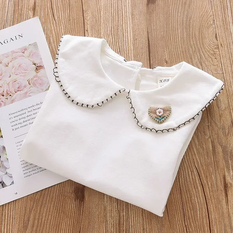 Rouse Pan Collar Blouse Long Sleeve Top