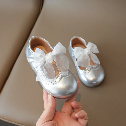 Baby Girl Leather Shoes Spring Autumn New Fashion Soft Comfortable Candy Color Princess Kids Dress Flats Ribbon Bow-knot Sweet