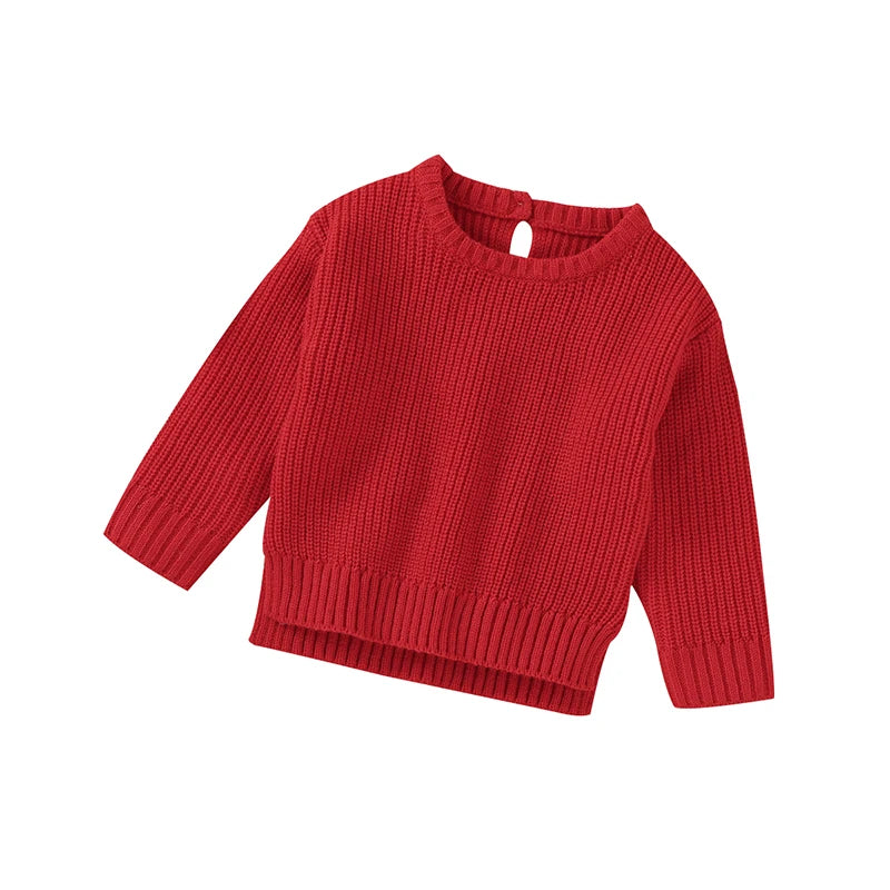 Enzo Solid Color Long Sleeve O-neck Sweater