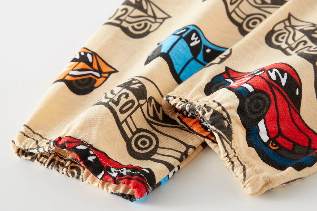 Cartoon Car Pajama Cotton Set for Boys