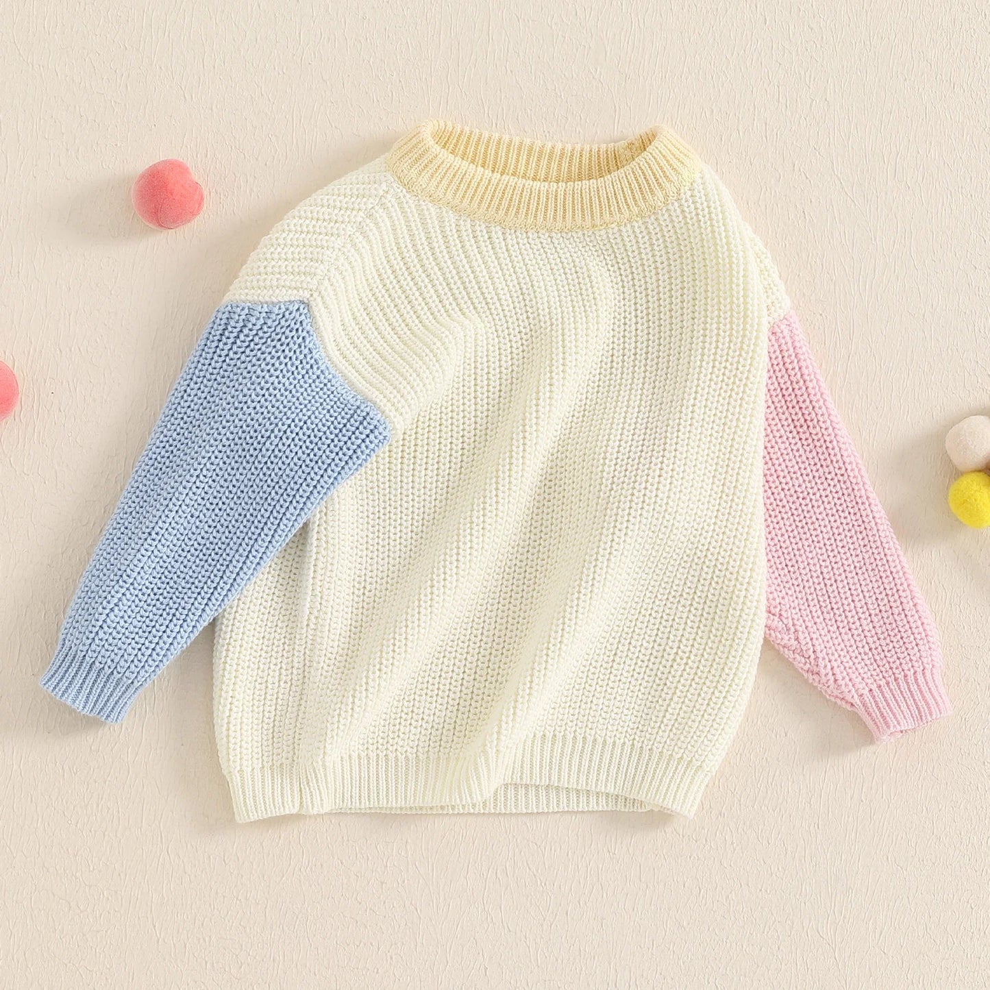 Damian Long Sleeve Contrast Color Sweater