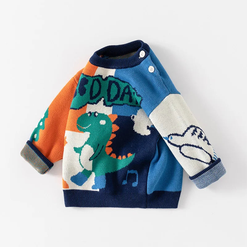 Liam Cute Cartoon Dinosaur Toddler Boys Knitted Sweater