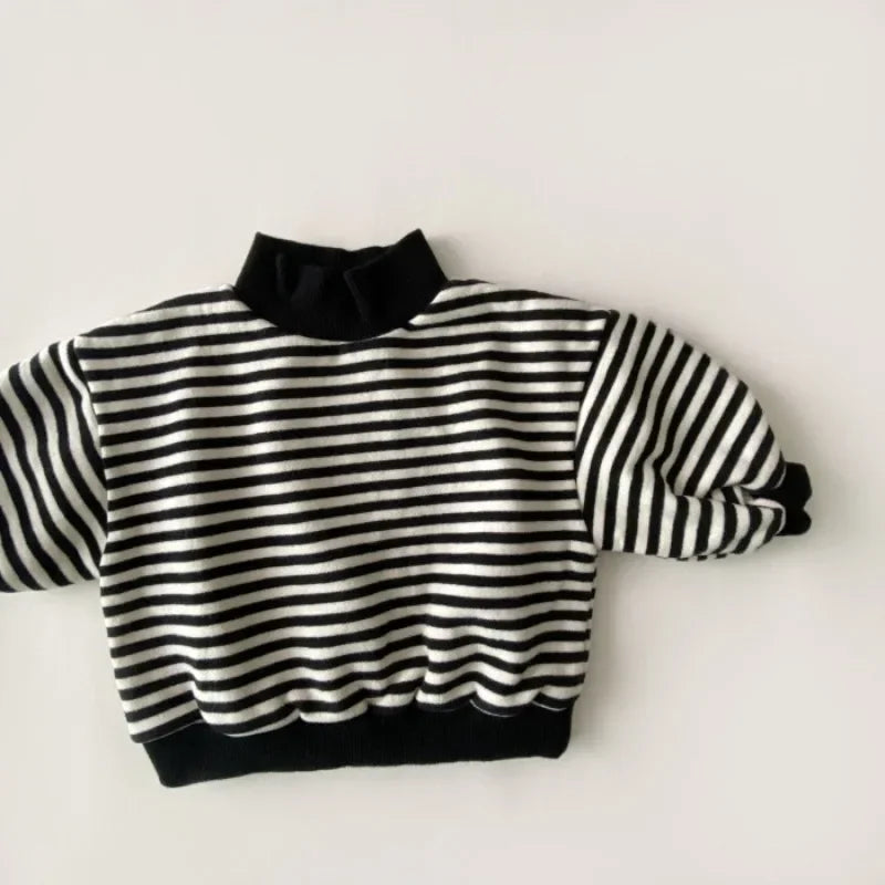Kiba Cotton Stripes High Neck Sweater