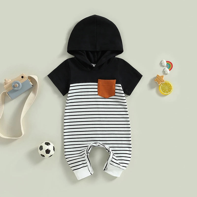 Noriel Baby Boys Romper Sleeve Striped Summer Jumpsuit