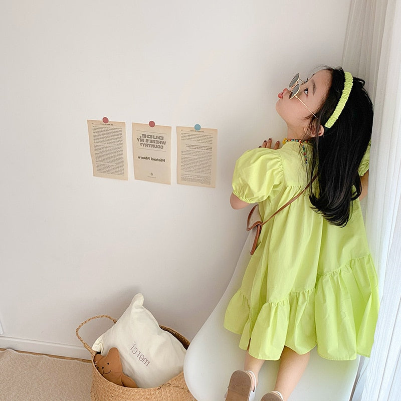 Naomi Summer Stitching Sleeved Dress Big Swing Edge Princess