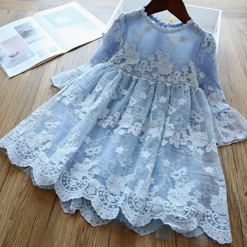 Girls Dress Embroidery Princess Party Autumn Spring Kids Children Clothes