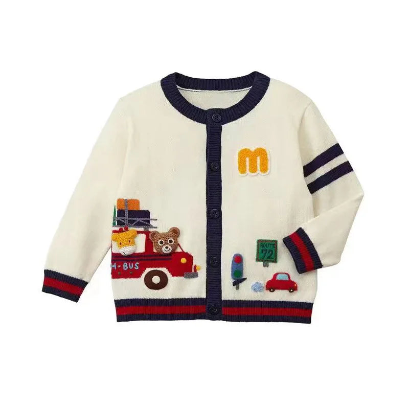 Yariel Cartoon Bear Car Embroidery Sweater