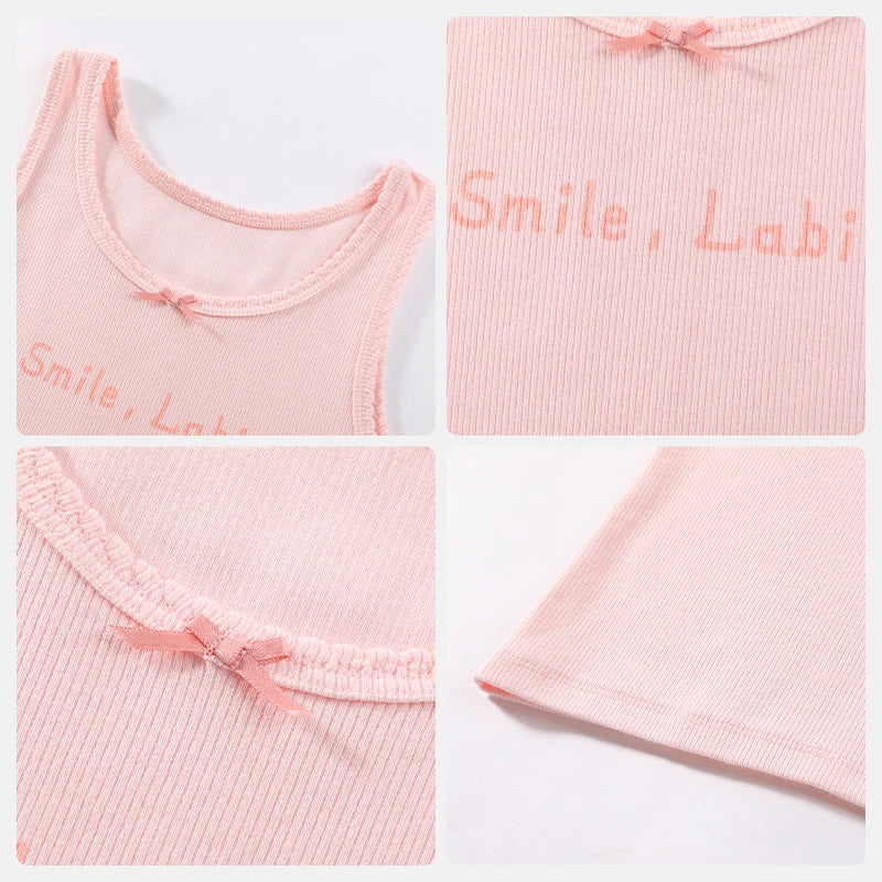 Mia Summer Sleeveless Tank Tops Kids Letter Print Undershirt