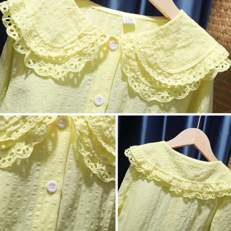 Rita Long Sleeve Lace Collar Cute Top