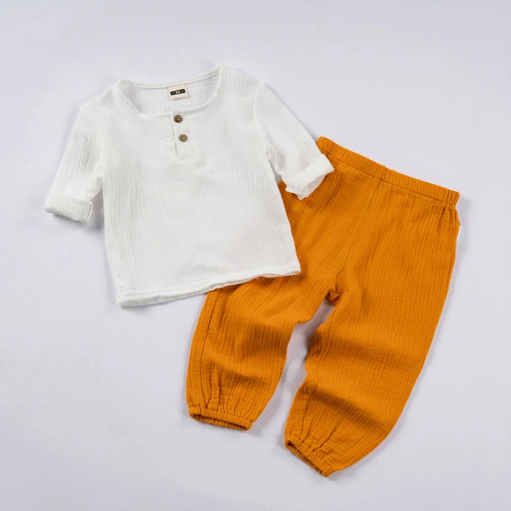 Organic Outfits Cotton Solid Long Sleeve Loose Children Two Piece Set - GuGuTon baby store - Baby Fashion - Toddlers Outfits - Babies Outfits - Toddler Clothes - Kids Clothing - Newborn Clothes - Newborn Wear - Kids Wear - Trending Clothes - Trending Outfits - Fall Fashion - Winter Fashion - Girls Clothes - Boys Clothes - Babies Wear - Kids Accessories - KidsWear - Summer Clothes - Summer Fashion - Summer Trend - Falls Sweaters - Tops - Bottom - Jeans - Blouse - Dresses - Newborn Dresses - Toys