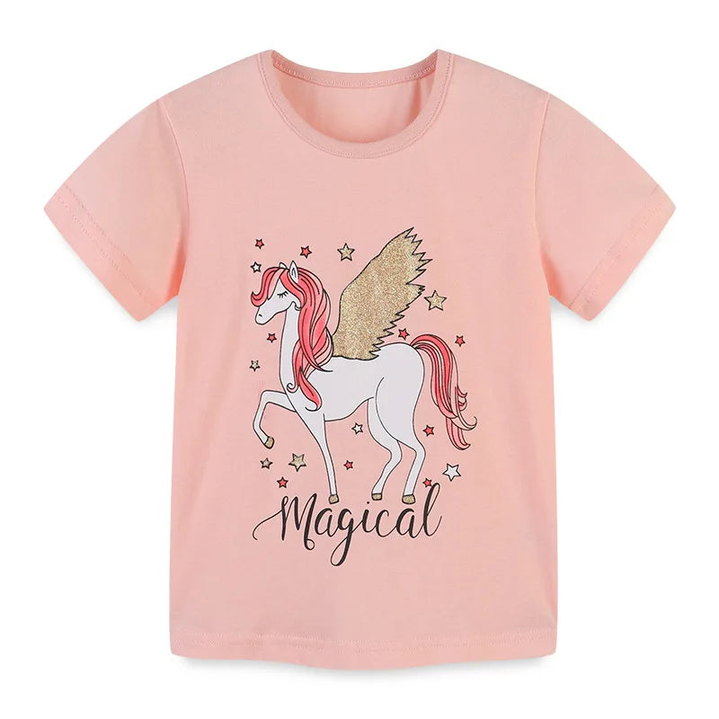 Emily Children's T-shirt Summer Knitted Cotton Cartoon Round Neck Girl's