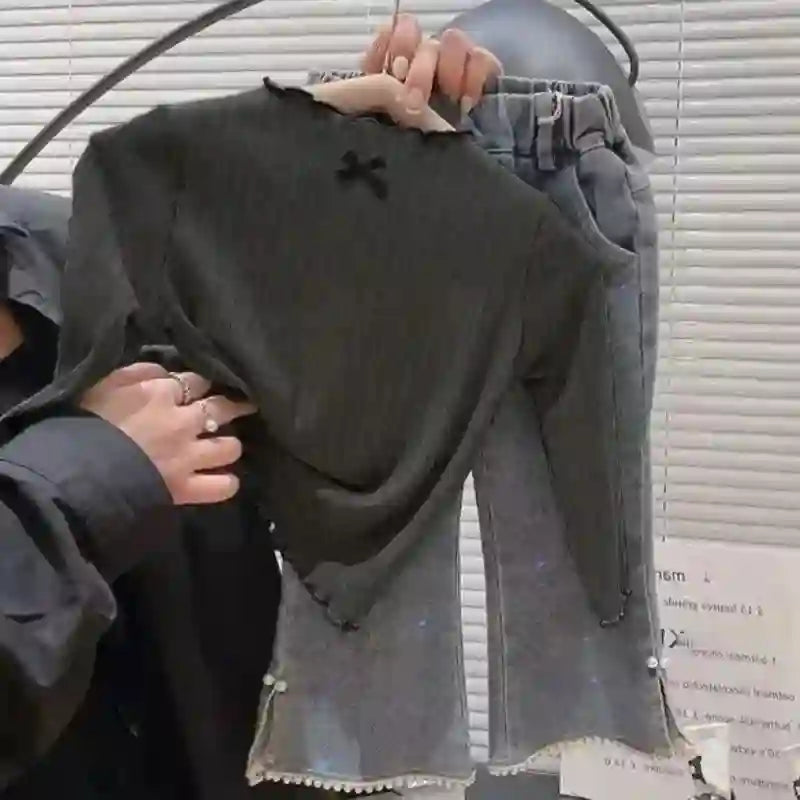 Belen Long Sleeved Ruffled Edge Bow Tops