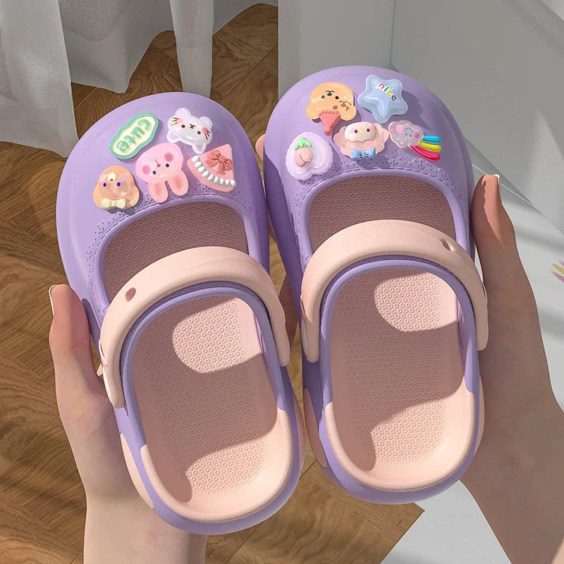 Girls sandals Mules Cartoon baby Slippers Flat Summer Children's Garden Kids Girl Shoes