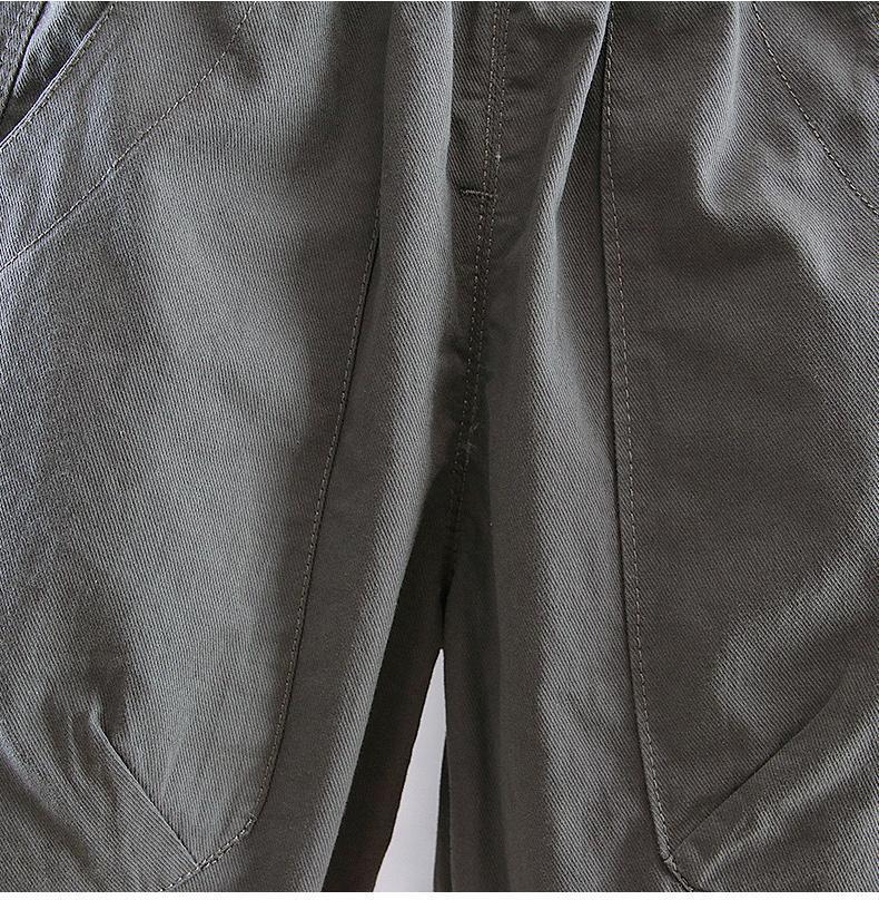 New Loose England Style Spliced Pocket Cotton Harem Wide Leg Trousers