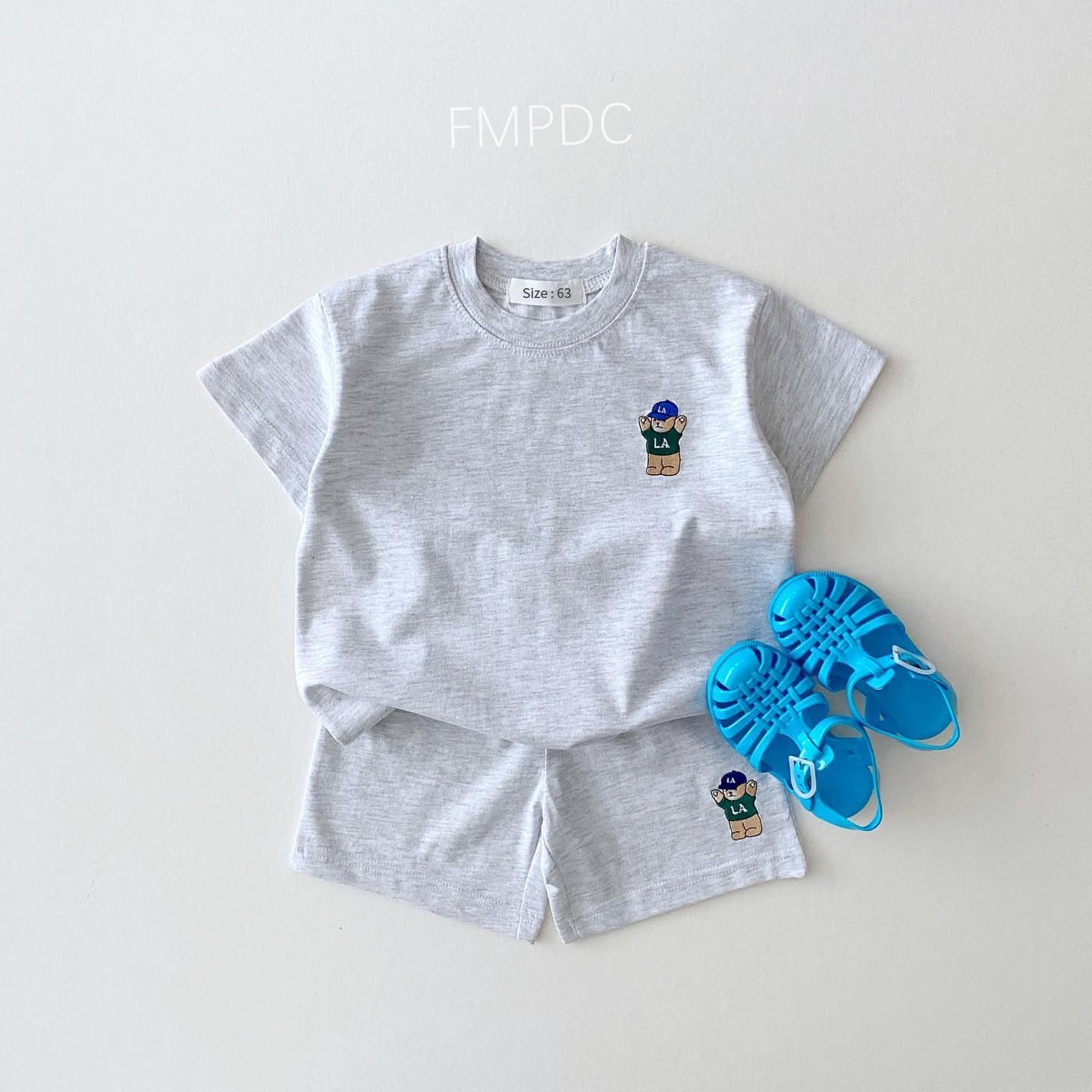 JOSH Summer Embroidered Bear T-shirts + Casual Shorts - GuGuTon