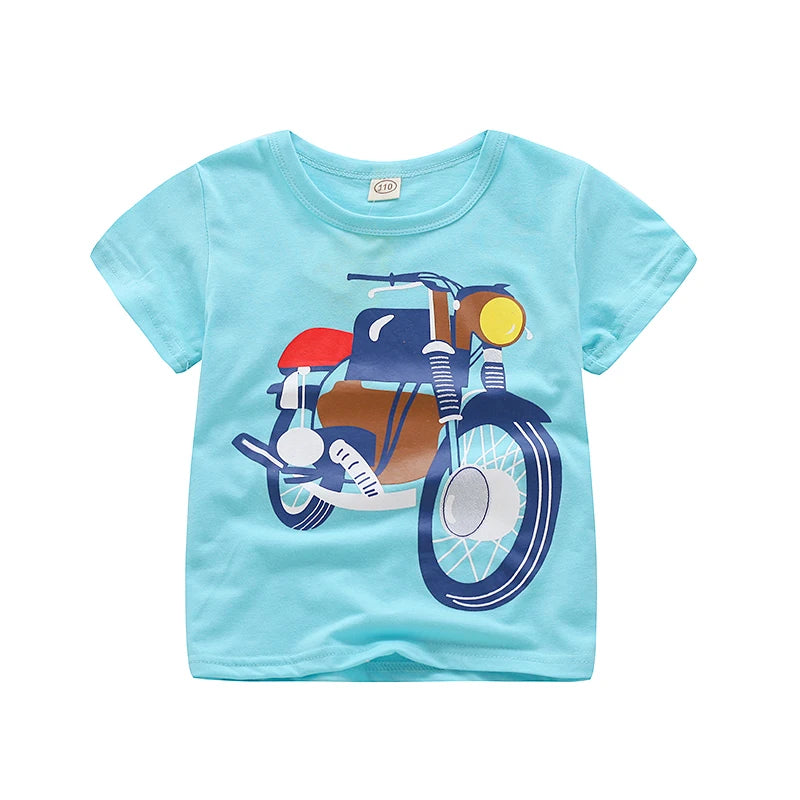 Wilson Cartoon Car Print Cotton Tops Tees