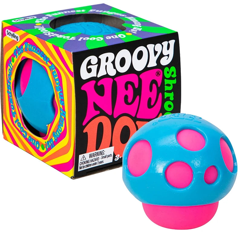 Needoh Groovy Shroom Squishy Fidget Toy Retro Mushroom Soft Stress Ball Non-toxic Anxiety Relief Calm Down Desk Accompany Toy
