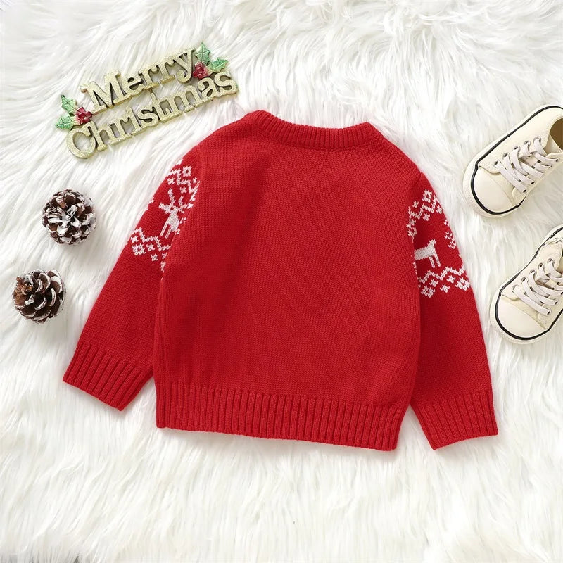 Leo Cute Baby Reindeer Knit Sweater