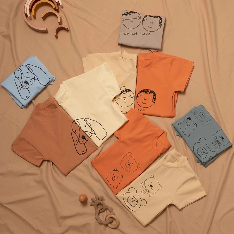Santiago Solid Color Cotton Short Sleeved Tops