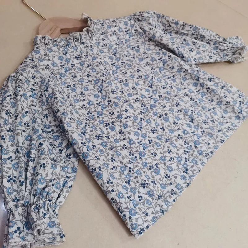 Ursula Cute Floral Print Long Sleeve Tops