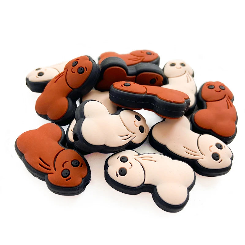 10pcs New Cartoon Silicone Beads Baby Teether Food Grade Chewing Teething