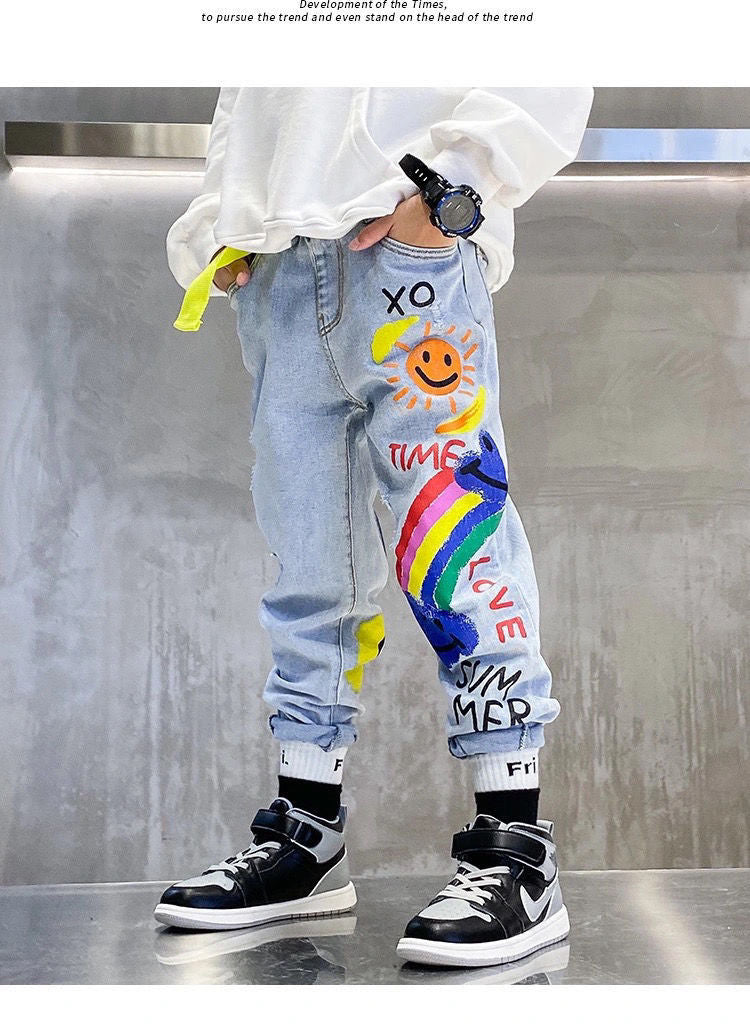 New Funny Head Medium Big Children's Casual Children's Clothing Pants