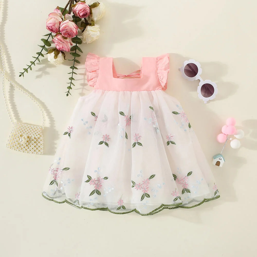 Baby Girl Princess Dress - Summer Floral Chiffon Sleeveless