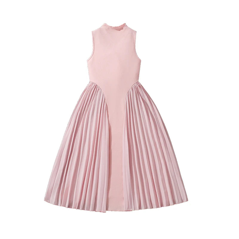 Kaia Beige Sleeveless A-Line Dress for Girls 8-12 Years