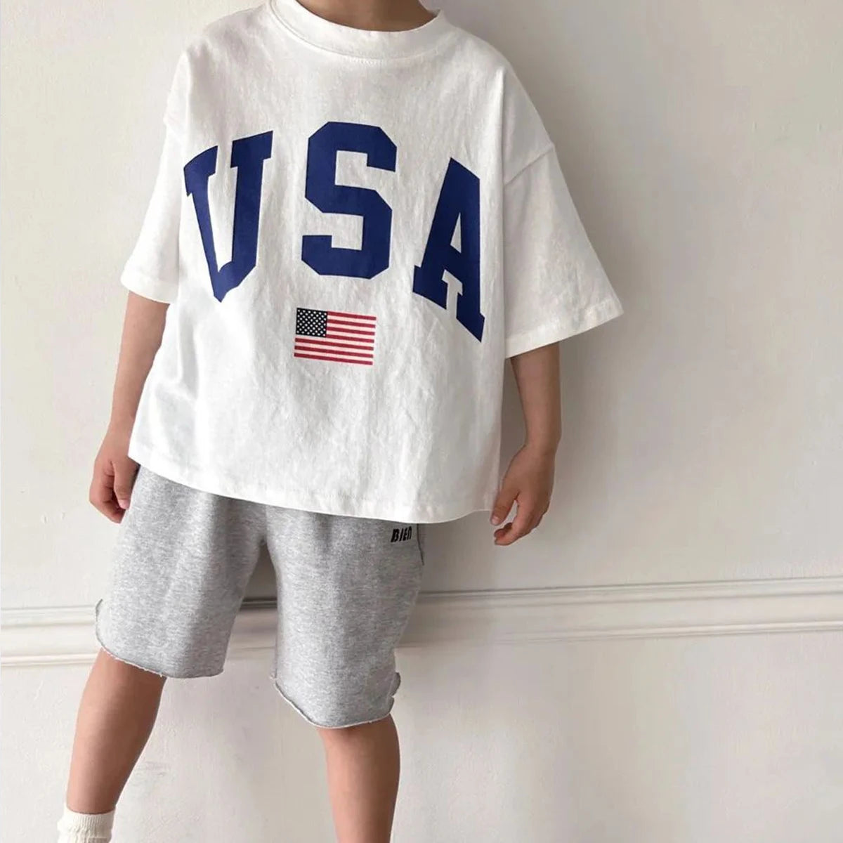 Emma Oversized USA Print Cotton Casual Tops Infant Outfit