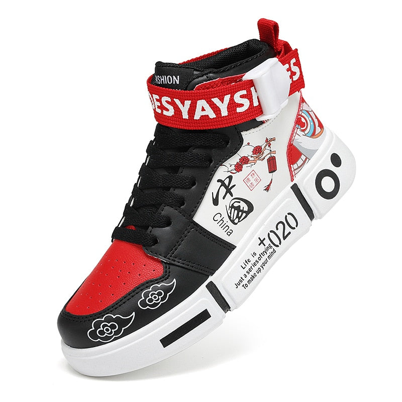 Autumn Children Brand Shoes Boys High Top Leather Kids