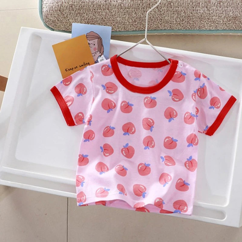 Adara Kids Clothes Summer Cartoon Tops Sleeve Clothes 
