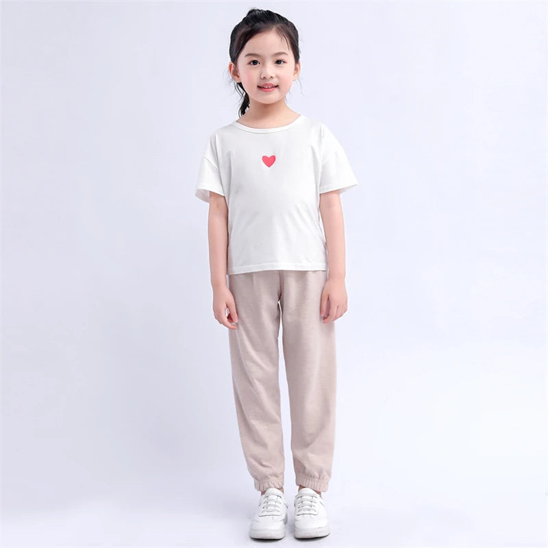 Víctor Cotton Thin Breathable Pants Kids Solid Color Trousers