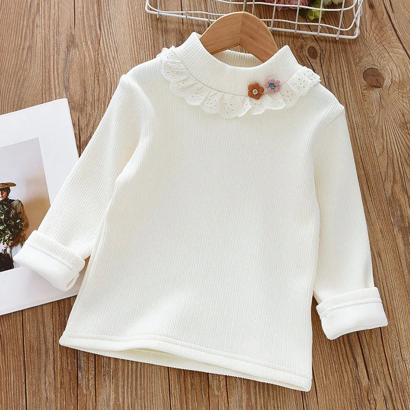 Rita Half Neck Long Sleeve Lace Trim Top