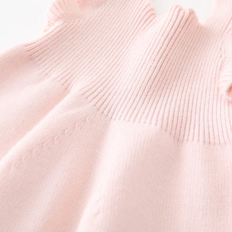 Newborn Baby Girl Ruffled Flutter Sleeves Knitted Infant Girls Dress