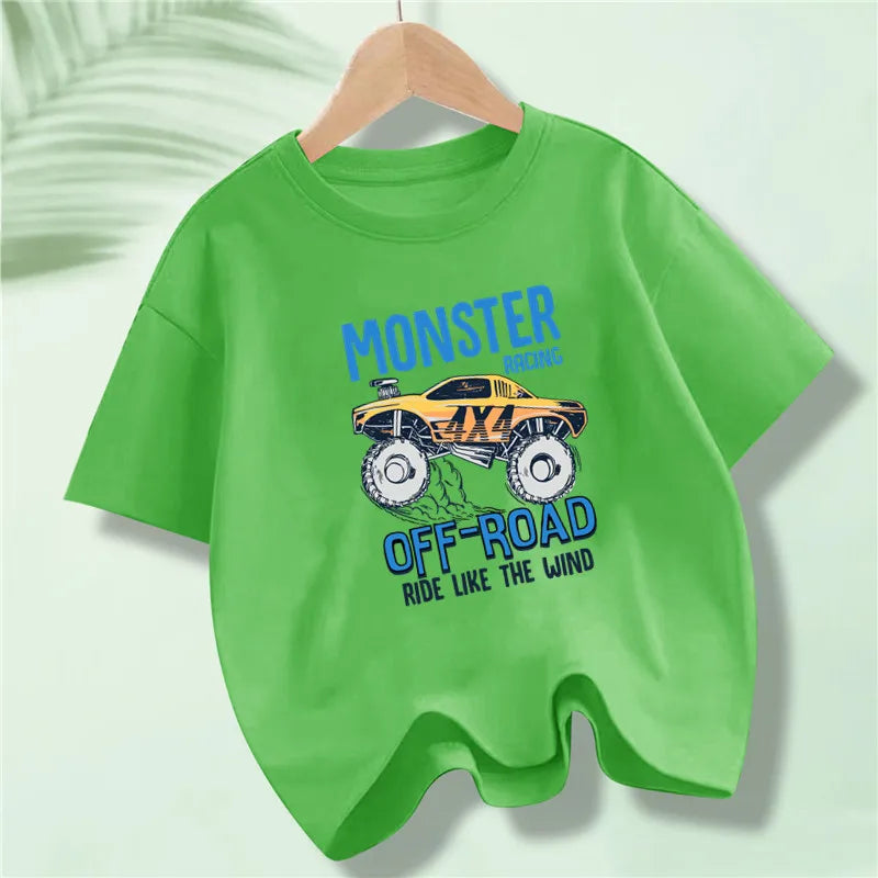 Martin Kids Cartoon Excavator Print T Shirt