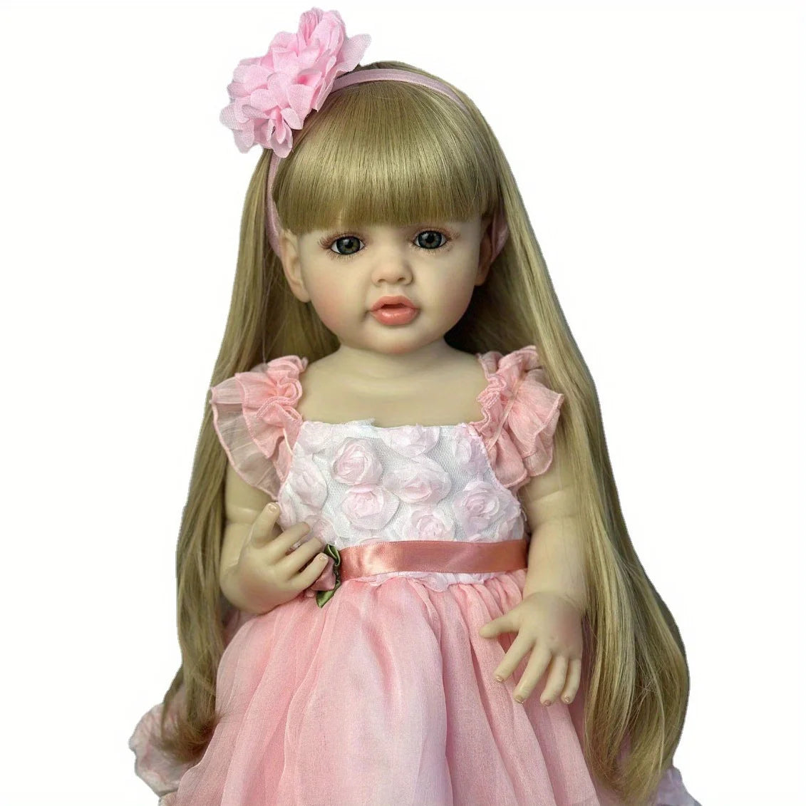 BZDOLL 55cm 22inch Reborn Baby Doll with Full Body Vinyl, Lifelike Princess Toddler Newborn Bebe Bath Toy Lovely Gift for 3+ Kid